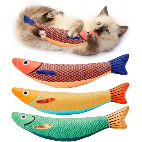 Cat Toys Saury Fish, 3 Pack Catnip Crinkle Sound Toys Soft and Durable, Interactive Cat Kicker Toys for Indoor Kitten Exercise 9.4 Inches for All Breeds Cat Toys Saury Fish, 3 Pack Catnip Crinkle Sound Toys Soft and Durable, Interactive Cat Kicker Toys for Indoor Kitten Exercise 9.4 Inches for All Breeds