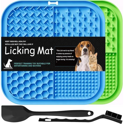 Mat for Dogs & Cats 2 Pack, Slow Feeder Lick Pat, Anxiety Relief Dog Toys Feeding Mat for Butter Yogurt Peanut, Pets Supplies Bathing Grooming Training Calming Mat (Blue&Green) Mat for Dogs & Cats 2 Pack, Slow Feeder Lick Pat, Anxiety Relief Dog Toys Feeding Mat for Butter Yogurt Peanut, Pets Supplies Bathing Grooming Training Calming Mat (Blue&Green)